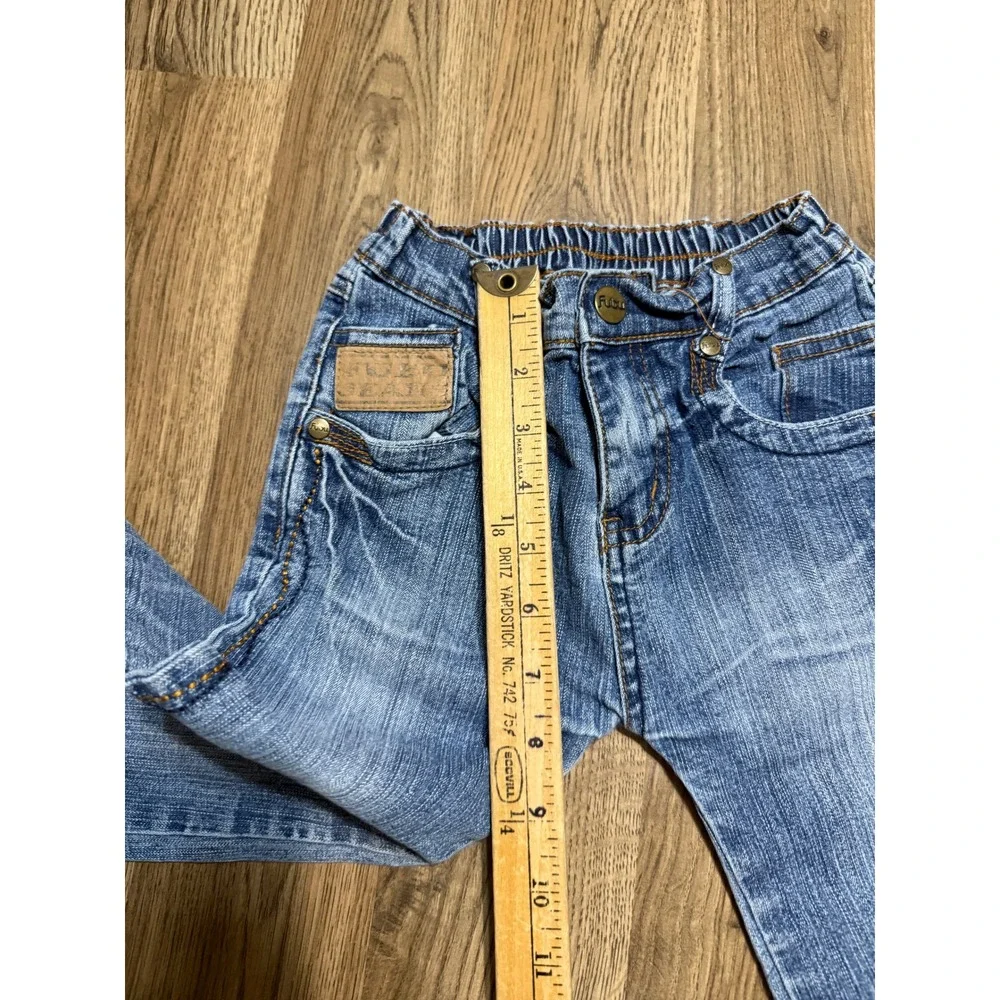 FUBU Jeans Girl Size 4T Blue Denim Flare The Collection Rhinestone Logo